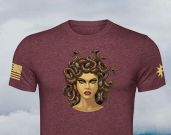 Medusa Snakes Poly Blend Unisex T Shirt Gift for All Athletic Fit No Shrink Soft Tshirt Silky Smooth Graphic Design tee for Men and Women