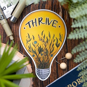 Thrive 電球ビニールステッカー スクラップブック 車用デカール バンパーステッカー 防水 ノートパソコン 携帯電話 ウォーターボトル ジャーナルとプランニングノートブック