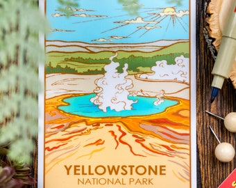 Yellowstone National Park Vinyl Sticker Scrapbook Car Decal Bumper Sticker Waterproof Laptop Phone Water Bottle Journal Planning Notebook