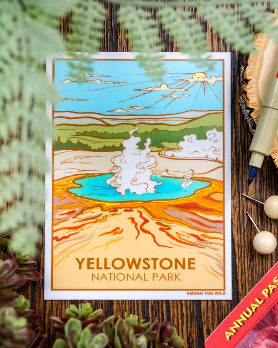 Yellowstone National Park Vinyl Sticker Scrapbook Car Decal Bumper Sticker Waterproof Laptop Phone Water Bottle Journal Planning Notebook