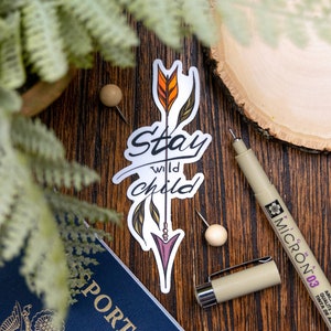 Wild Child Vinyl Sticker Scrapbook Car Decal Bumper Sticker Waterproof Laptop Phone Water Bottles Journals and Planning Notebooks