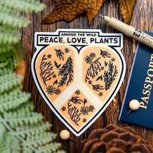 Paz Amor Plantas Vinilo Pegatina Scrapbook Car Decal Bumper Sticker Impermeable Laptop Phone Water Bottles Journals and Planning Notebooks