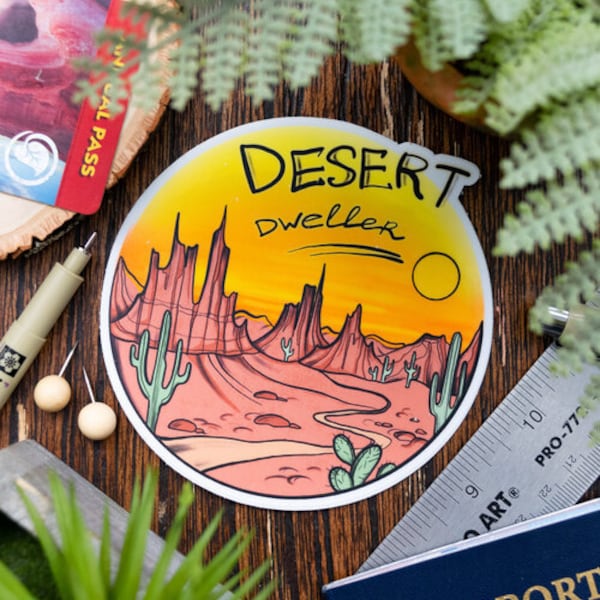 Desert Dweller Vinyl Sticker Scrapbook Car Decal Bumper Sticker Waterproof Laptop Phone Water Bottles Journals and Planning Notebooks