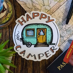 Happy Camper Vinyl Sticker Scrapbook Car Decal Bumper Sticker ...