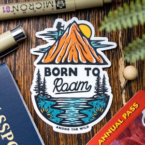 Born To Roam ビニールステッカー スクラップブック 車用デカール バンパーステッカー 防水 ノートパソコン 携帯電話 ウォーターボトル 日記帳とプランニングノート