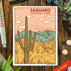 Parque Nacional Saguaro Pegatina de vinilo Libro de recortes Calcomanía del coche Pegatina parachoques impermeable Teléfono portátil Botellas de agua Diarios y cuadernos de planificación
