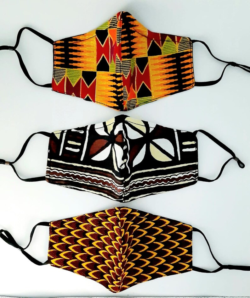 Set of 3 Reusable Cloth Masks With African Prints . Etsy