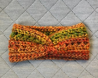 Twisted Headband Crochet Pattern, Crochet Ear Warmer, Head Warmer Pattern, Rainbow Colour Headband Pattern, Instant PDF Digital Download