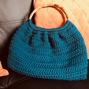 Patrón de crochet para bolso con asa de bambú, patrón para bolso con asa grande, patrón para bolso de mano o cartera con asa, descarga digital instantánea en PDF