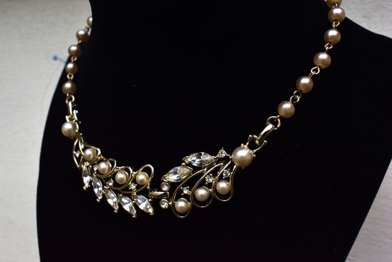 Vintage Pearl Rhinestone Necklace Kramer of New York Crystal - Etsy