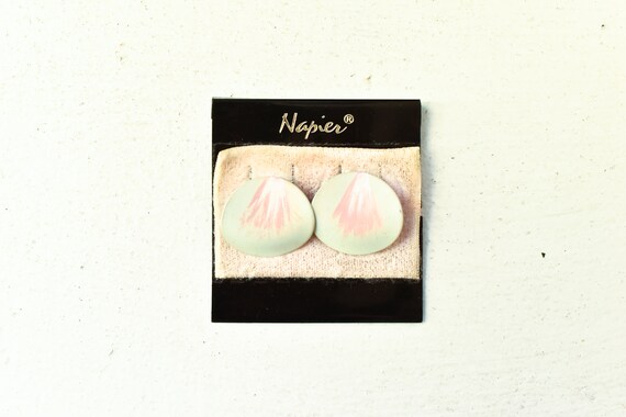 Vintage Floral Earrings Cream Pink, Napier Costum… - image 1
