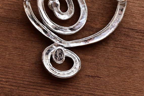 Vintage Silvertone Heart Brooch, Metal Heart Jewe… - image 5
