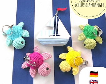 Turtle keychain as PDF crochet pattern, download, DIY, digital file, language German / English