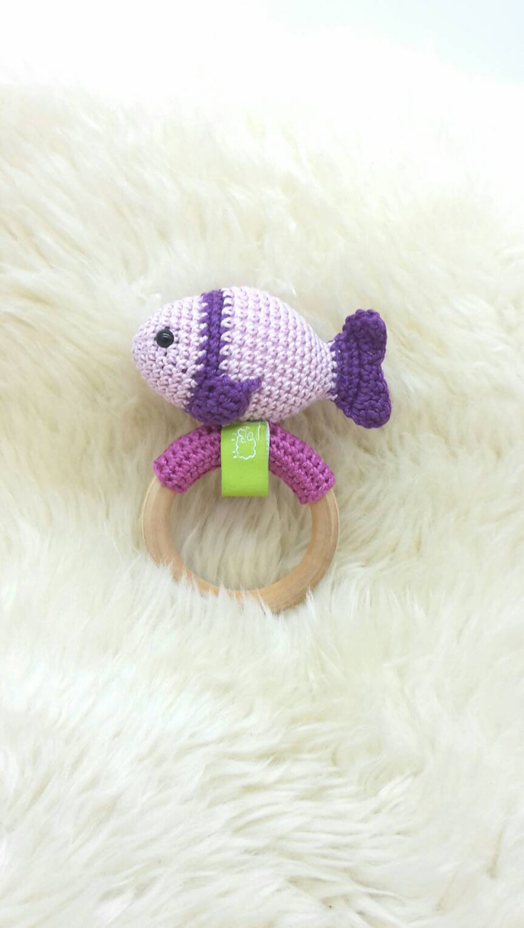 Fish Rattle Crocheted Purple Baby Rattle Gift for Birth Baptism Baby ...