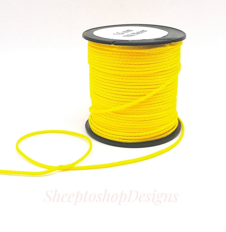 1 m PP cord / cord 1.5 mm, various colors, for pacifier chains, gripping toys, stroller chains, DIN EN 71-3 Yellow