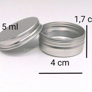 Dose aus Aluminium mit Schraubdeckel und Aufkleber zum beschriften, Fassungsvermögen 15 ml, Silber, Wiederverwendbar Bild 5