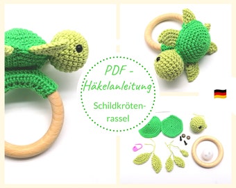 Crochet pattern turtle rattle PDF pattern, turtle / rattle crocheted, digital download, German