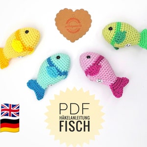 Décoration motif poisson au crochet, téléchargement de fichier PDF, confirmation, allemand anglais, communion, décoration de mariage image 1