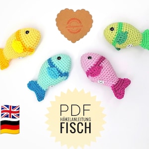 Décoration motif poisson au crochet, téléchargement de fichier PDF, confirmation, allemand anglais, communion, décoration de mariage image 1