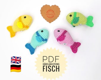 Fish crochet pattern decoration, PDF file download, confirmation, German English, communion, wedding decoration