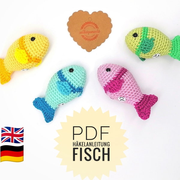 Fish crochet pattern decoration, PDF file download, confirmation, German English, communion, wedding decoration