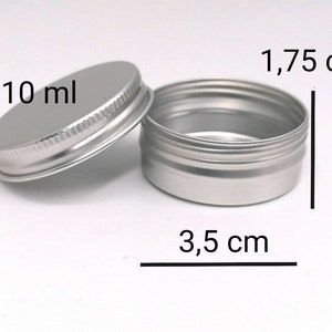 Dose aus Aluminium mit Schraubdeckel und Aufkleber zum beschriften, Fassungsvermögen 10 ml, Silber, Wiederverwendbar Bild 5