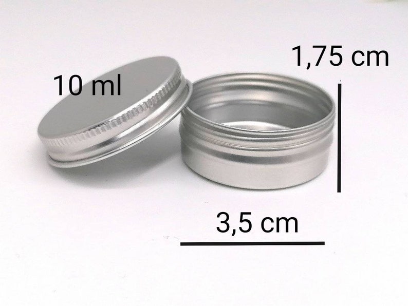 Dose aus Aluminium mit Schraubdeckel und Aufkleber zum beschriften, Fassungsvermögen 10 ml, Silber, Wiederverwendbar Bild 5