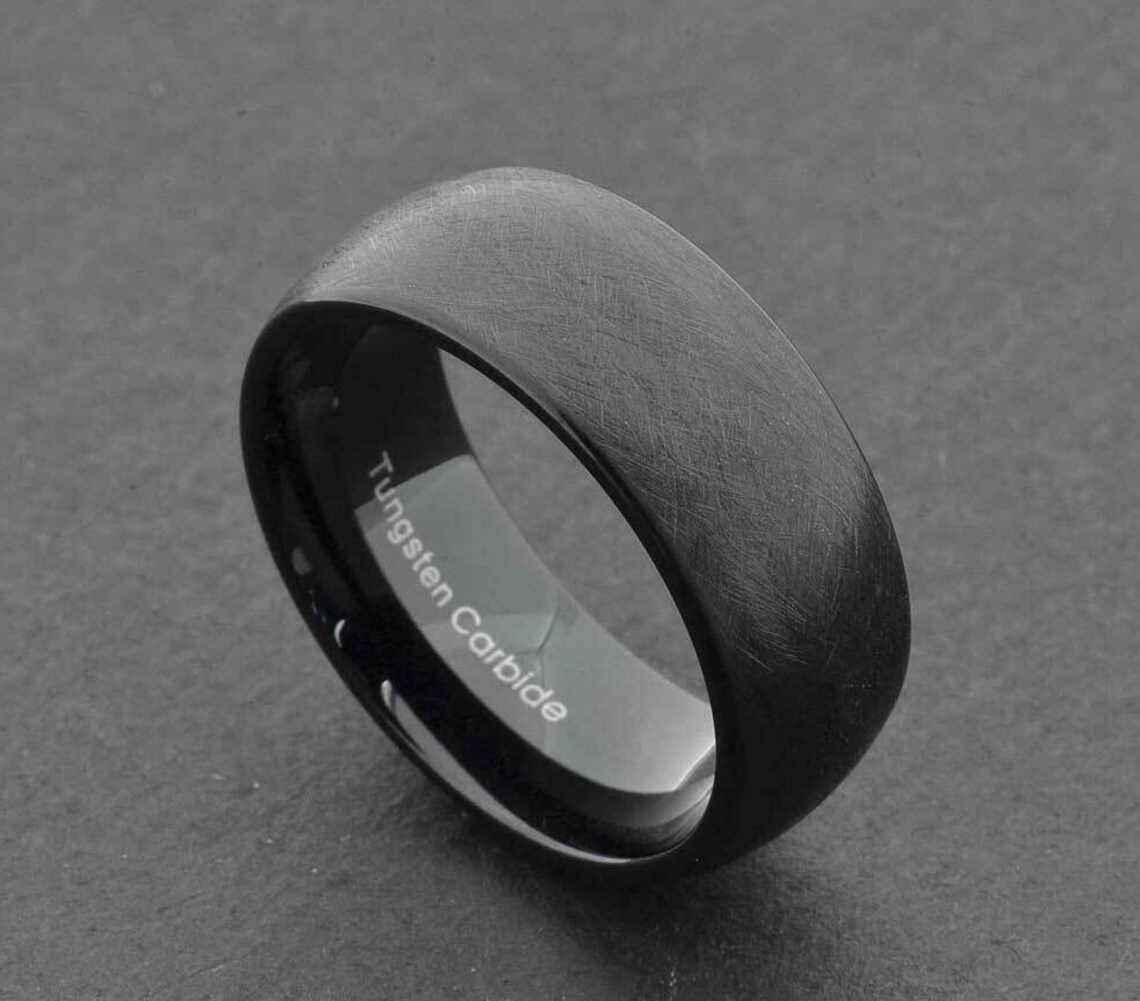 Black Matte Finish Tungsten Wedding Band Ring for Men and Etsy