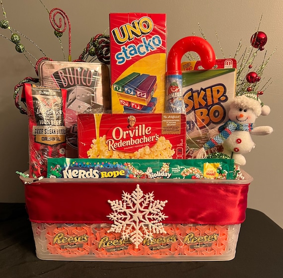 Family Gift Basket-family Game Basket Holiday-seasonal-anytime Game  Night-christmas Basket House Warming Just Married 