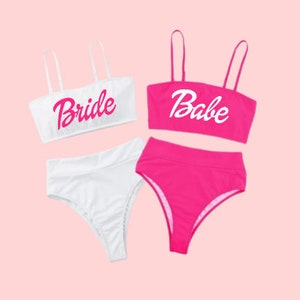 Bride And Babe Bachelorette Swimsuits Bachelorette Bathing Suits. Bride Swim Suit. Tribe Swimsuit customizable Bride Swimsuit.