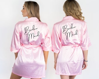 Bridesmaid Robes,Bride robe Bridal Robe, Silk Satin & Lace Robe, Getting ReadyOoutfits For Bridesmaids