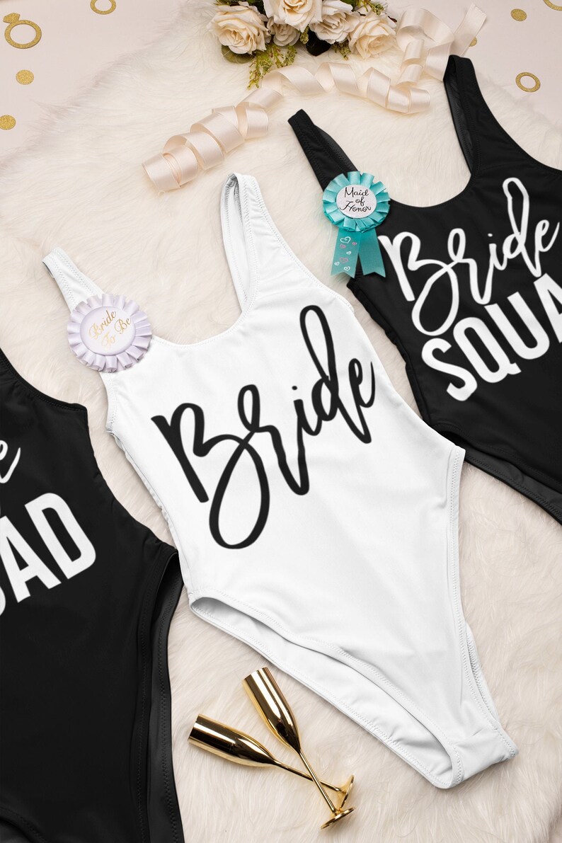 One Piece Swimsuit Bride Swimsuit Bathing Suit Bride Squad Etsy UK