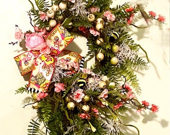 Moss Wreath, Spring Wreath, Summer Decor, Floral Wreath,  Everyday Door Decor, Front Door Wreath, Spring Decor, Spring Front Door Wreath