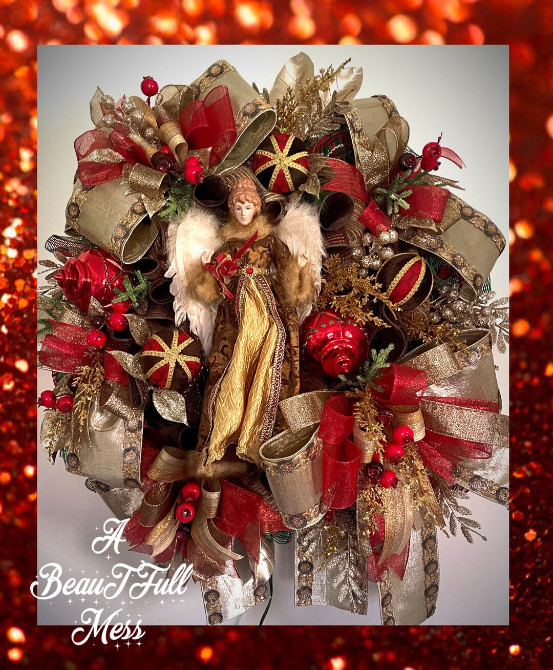 Christmas Wreath, Christmas Angel Wreath, Holiday Decor, Angel Wreath