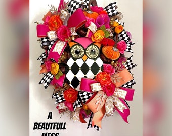 Owl Wreath, Fall Decor, Fall Wreath, Thanksgiving Wreath, Halloween Wreath, Owl for Fall