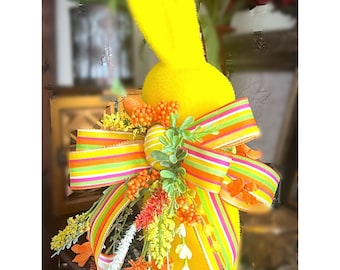 16” Flocked Bunny, Button Nosed Bunny , Spring Decorations, Easter Spring Decor, Medium Sized Flocked Easter Bunny, Yellow Easter Bunny