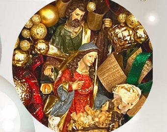Christmas Nativity Wreath, Christmas Wreath, Christian Wreath, Traditional Christmas Decor, Religious Decor, Manger Christmas Decor