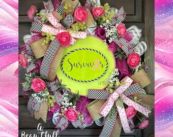 Breast Cancer Awareness Wreath, Encouragement Gift, You are Stronger Thank You Think, Breast Cancer Survivor