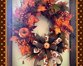 Fall Wreath, Fall Front Door Wreath, Fall Decor, Autumn Wreath, Thanksgiving Wreath, Pumpkin Wreath, Fall Pumpkin  Wreath, Fall Berry Wreath