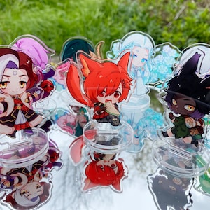 FINAL STOCK FFXIV Inspired Spring Wiggling Shaky Tail & Background Acrylic Standees / 7 Characters