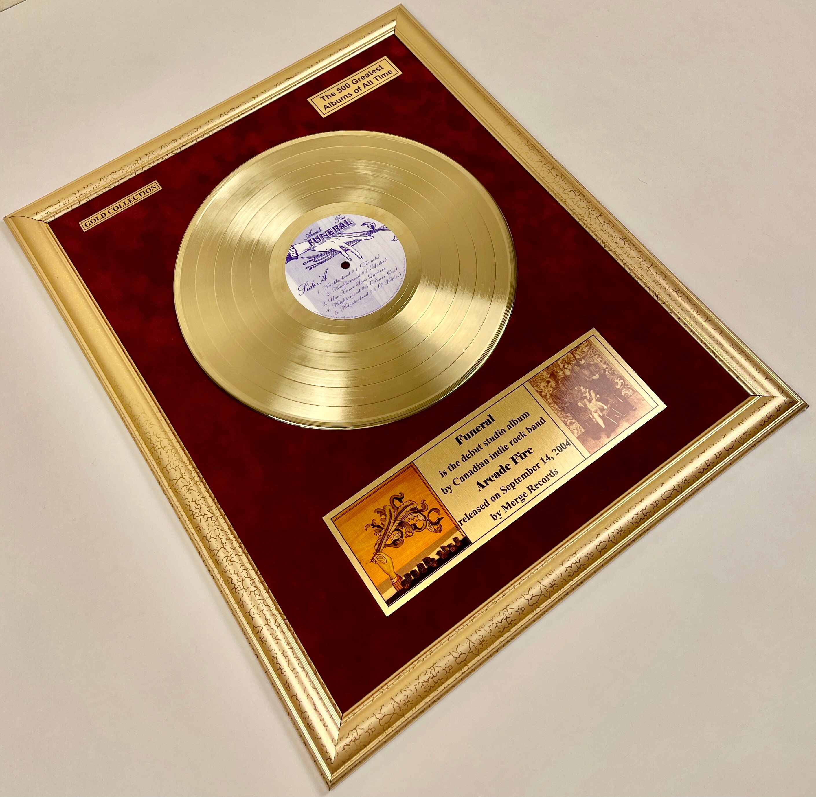 Arcade Fire Funeral Gold Vinyl Record Framed On Red Velvet Etsy