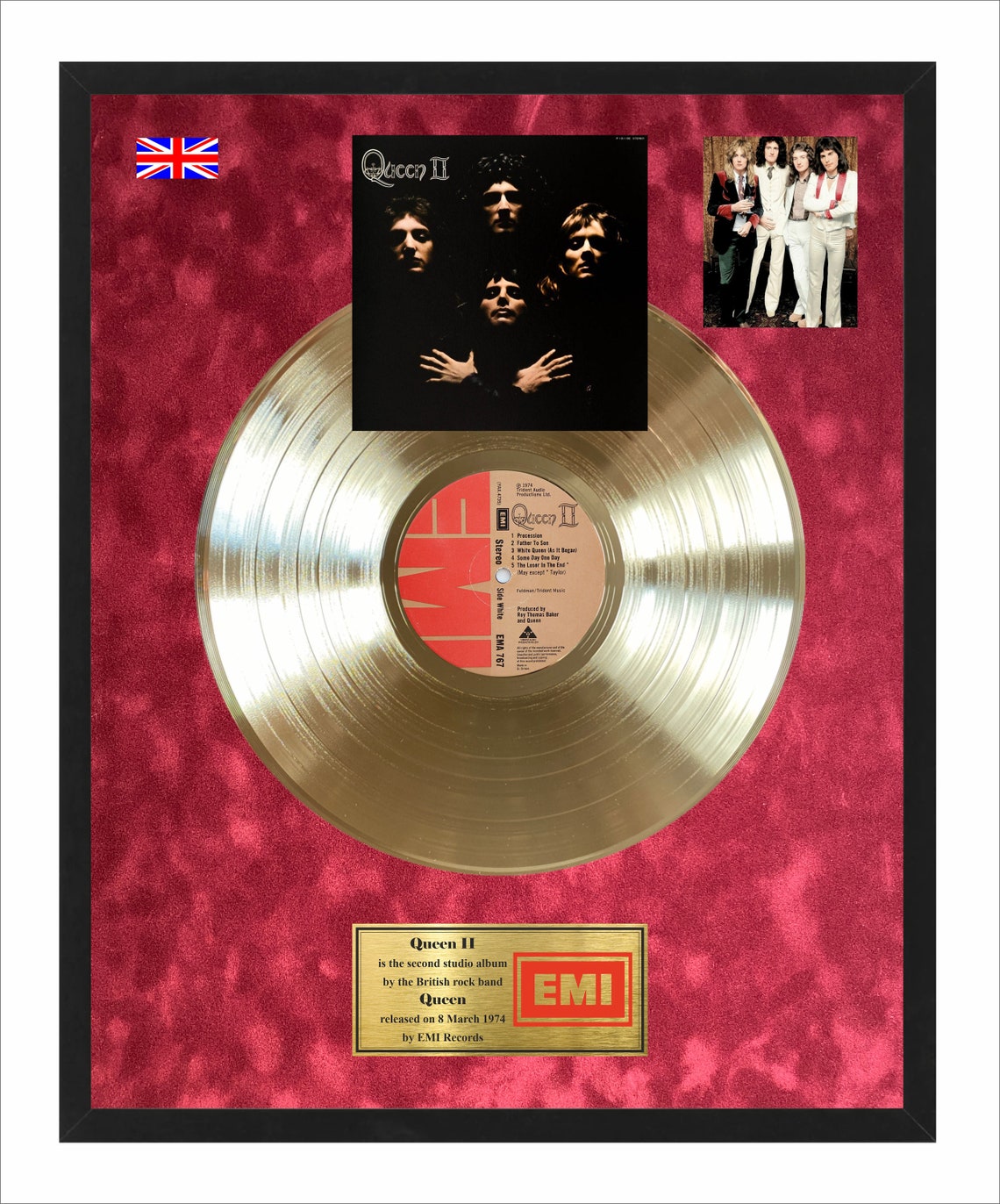 Queen II 1974 Gold Vinyl Record Framed Music Gift Great Etsy