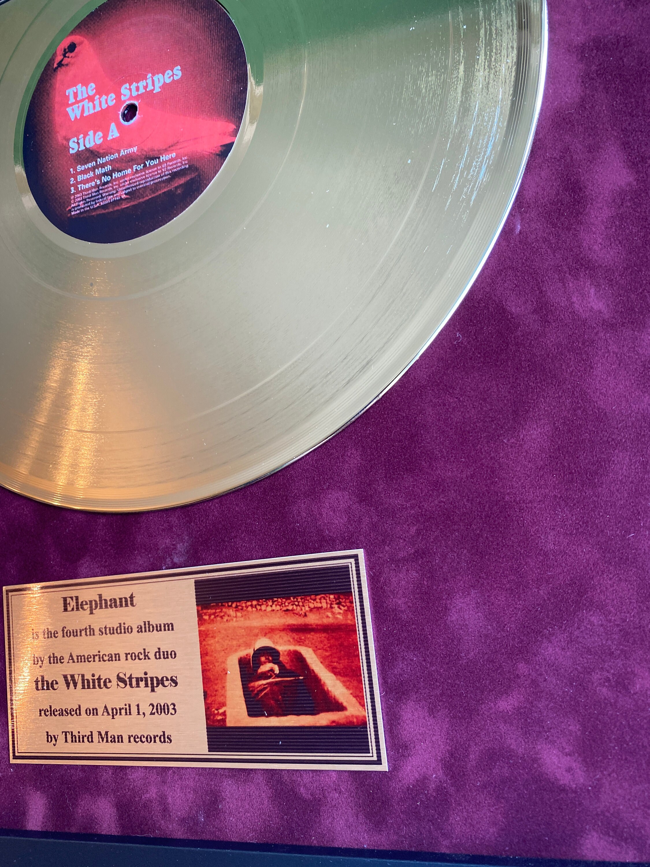 The White Stripes Elephant 2003 Gold Vinyl Record In Frame Etsy