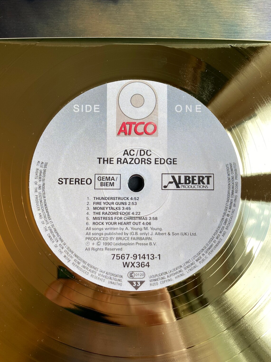 AC/DC The razors edge 1990 framed display gold vinyl record Etsy