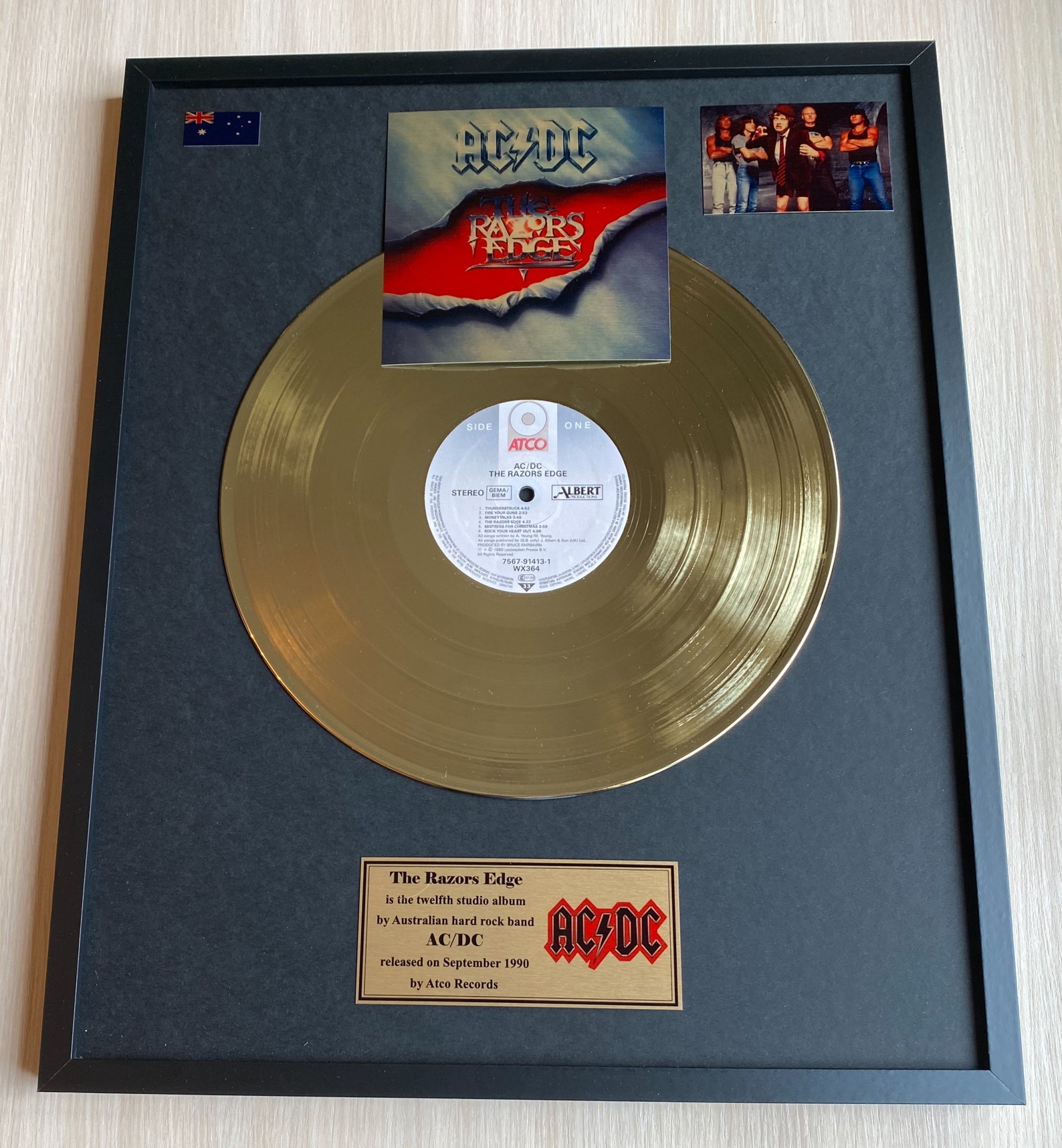AC/DC The razors edge 1990 framed display gold vinyl record Etsy