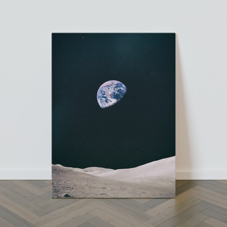 Earth & Moon Canvas Art Wall Decor Space Decor - Etsy
