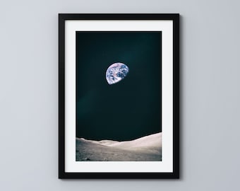 Earth & Moon (Fine Art Print) Space Poster