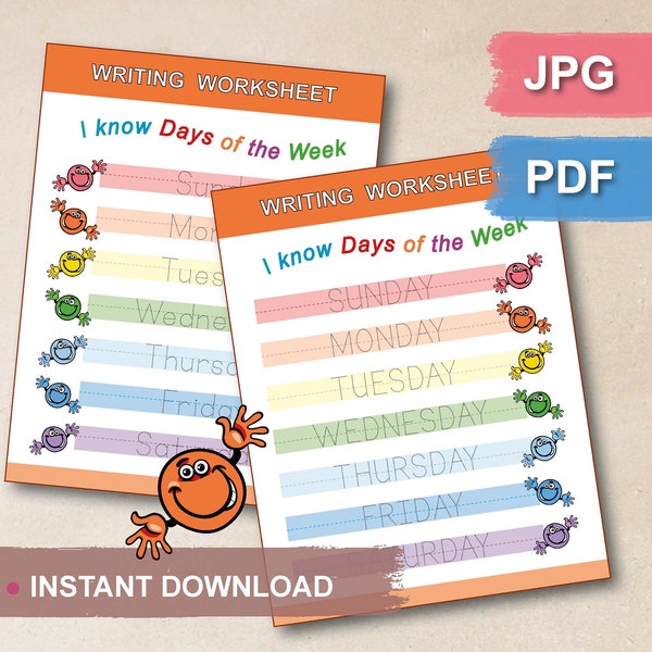 Days of the Week Folder Etsy