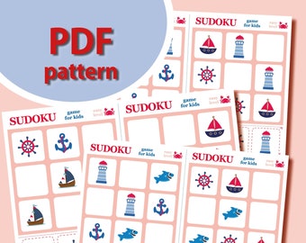 Nautical Sudoku Puzzles: 20 Printable Game Cards (PDF Pattern)