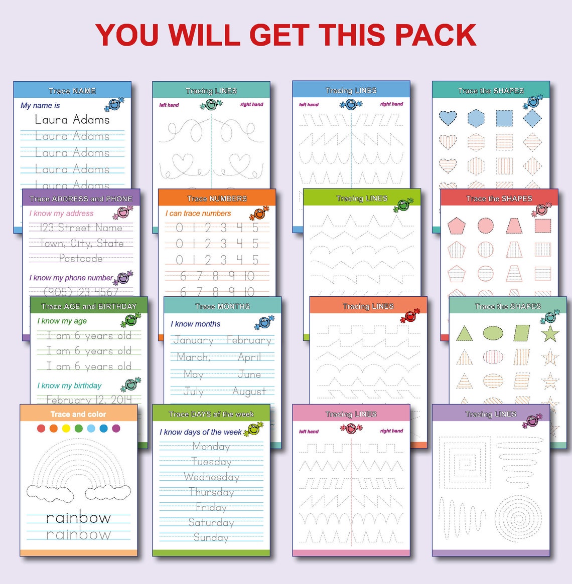 Tracing Printable Worksheets for Preschool Kindergarten | Etsy